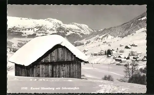 AK Sörenberg, Ortsansicht mit Schrattenfluh im Schnee
