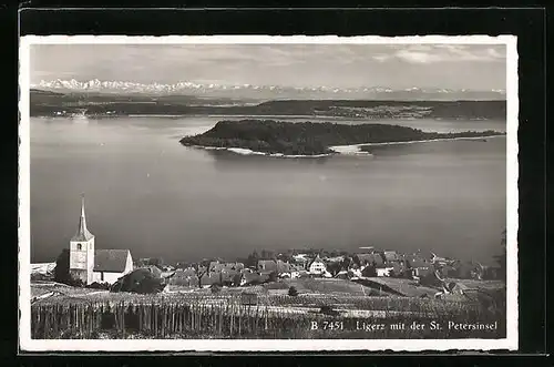 AK Ligerz, Ortsansicht mit der St. Peterinsel