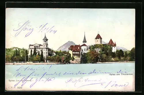 AK Spiez, Ortsansicht mit Lac de Thoune