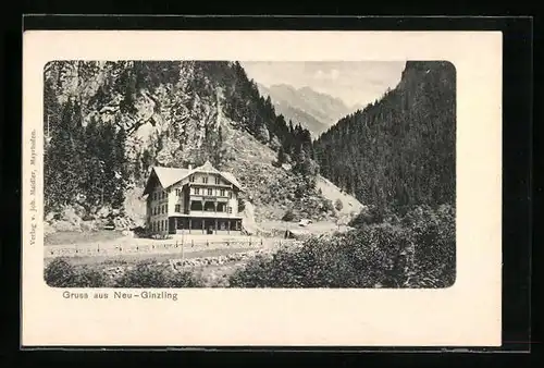 AK Neu-Ginzling, Einsames Hotel in den Bergen