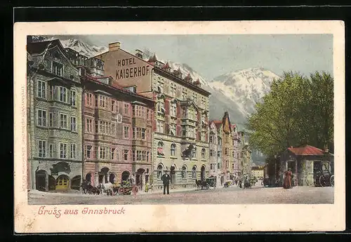 Künstler-AK Innsbruck, Blick auf Hotel Kaiserhof