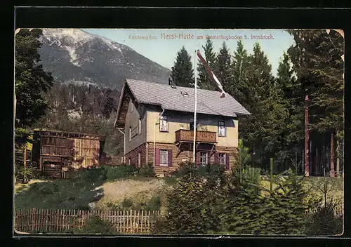 AK Ammerlingboden b. Innsbruck, Restauration Mersl-Hütte