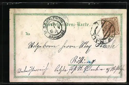 Lithographie Absam, Teilansicht mit Kirche, Mariendarstellung