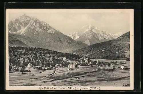 AK Igls, Panorama mit Serles und Habicht