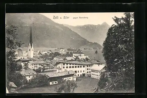 AK Zell a. Ziller, Teilansicht mit Kirche gegen Ramsberg