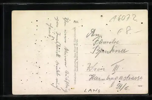 AK Lans, Ortspartie mit Kirche und Serles