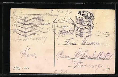 AK Lans, Teilansicht mit Kirche und Bettelwurfgebirge