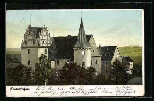 AK Netzschkau, Das Schloss aus der Vogelschau
