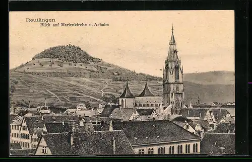 AK Reutlingen, Blick auf Marienkirche und Achalm