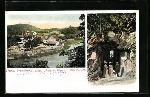 AK Treseburg /Harz, Hotel Weisser Hirsch, Wilhelmsblick