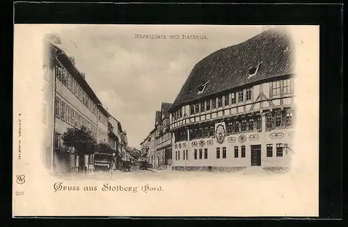 AK Stolberg /Harz, Marktplatz mit Rathaus