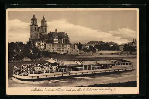 AK Magdeburg, Ausflugsschiff Baldur auf der Fahrt nach der Sächs. Schweiz