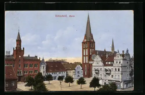 AK Bitterfeld, Blick auf den Marktplatz aus der Vogelschau