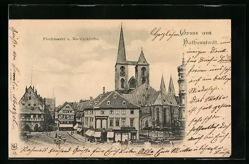 AK Halberstadt, Fischmarkt und Martinikirche