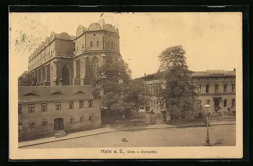 AK Halle a. S., Dom vom Domplatz