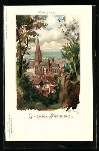 Künstler-AK Carl Münch: Freiburg i. B., Münster