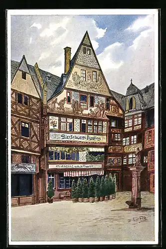 Künstler-AK Bernhard Liebig: Frankfurt a. M. Gasthaus Altdeutsche Bierstube