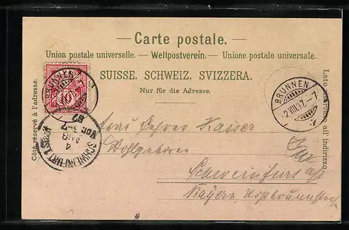 Lithographie Flüelen, Uferpartie mit Dampfer, Tellskapelle, Schillerstein