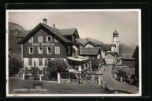 AK Seelisberg, Hotel Waldegg mit Kirche