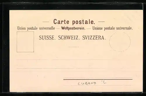 Lithographie Lugano, Monte S. Salvatore, Panorama, Bergbahn