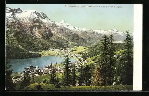 AK St. Moritz-Dorf, St. Moritz-Dorf und Bad vom Laret-Hügel