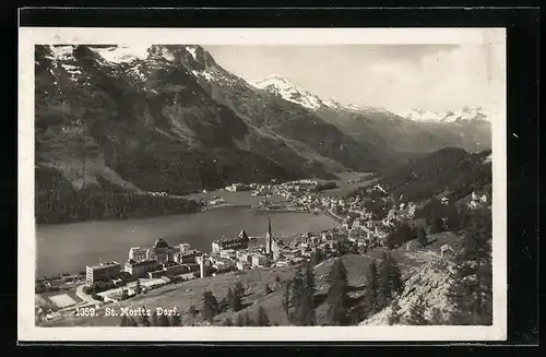 AK St. Moritz-Dorf, Ortsansicht aus der Vogelschau