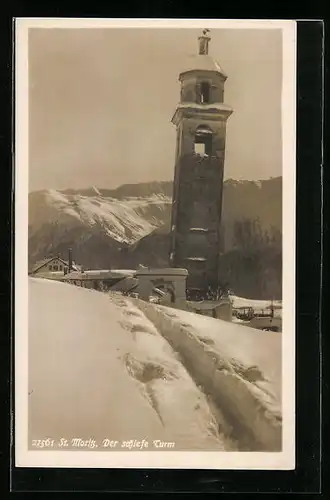 AK St. Moritz, Der Schiefe Turm im Schnee