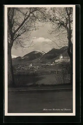 AK Disentis, Blick vom Kurhaus auf die Stadt