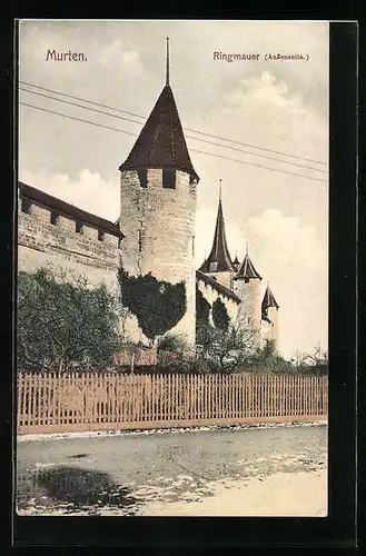 AK Murten, Aussenseite der Ringmauer