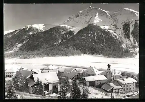 AK Madulain, Malerisches Winteridyll, Ortsansicht