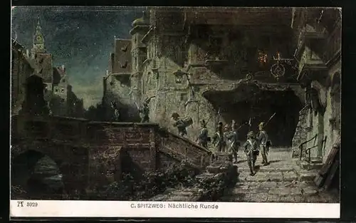 Künstler-AK Carl Spitzweg: Nächtliche Runde