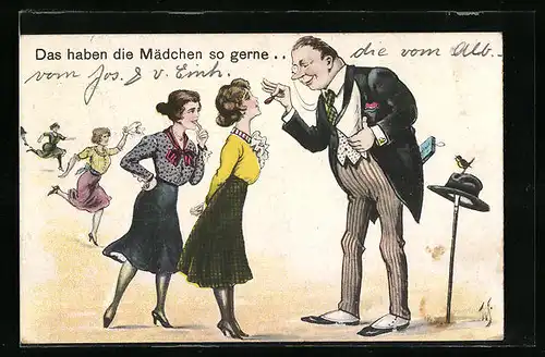 Künstler-AK Willi Scheuermann: Das haben die Mädchen so gerne... - Zuckerl