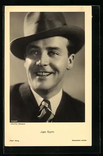 AK Schauspieler Igo Sym schwarzweiss im Anzug