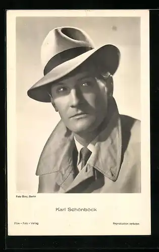 AK Schauspieler Karl Schönböck mit einem Hut