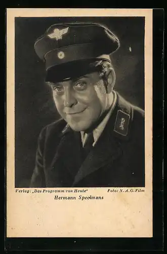 AK Schauspieler Hermann Speelmans lächelnd mit einem Hut