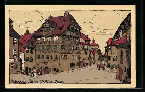 Steindruck-AK Nürnberg, Albrecht Dürer Haus