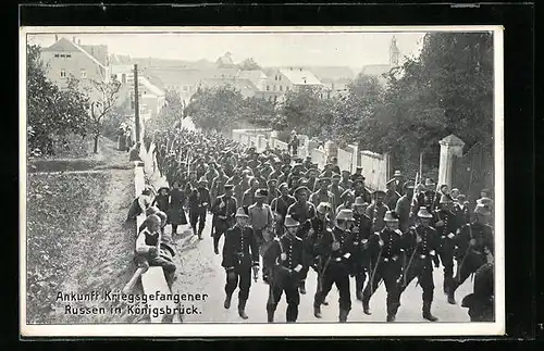 AK Königsbrück, Ankunft Kriegsgefangener Russen