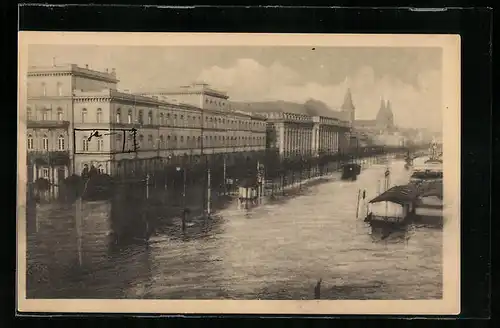 AK Köln a. Rhein, Hochwasser 1920, Gebäude stehen unter Wasser
