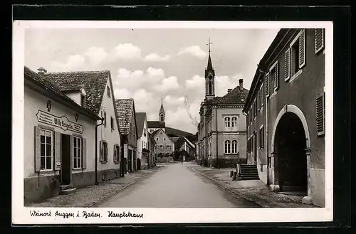 AK Auggen i. Baden, Hauptstrasse mit Kirche