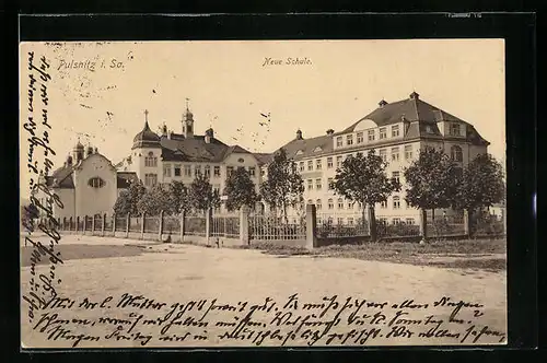 AK Pulsnitz i. Sa., Ansicht der neuen Schule