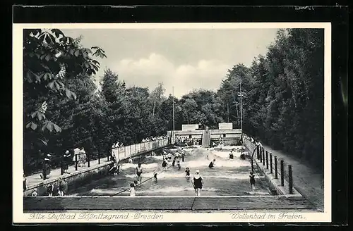 AK Radebeul, Bilz-Luft-Bad Lössnitzgrund-Dresden. Wellenbad im Freien