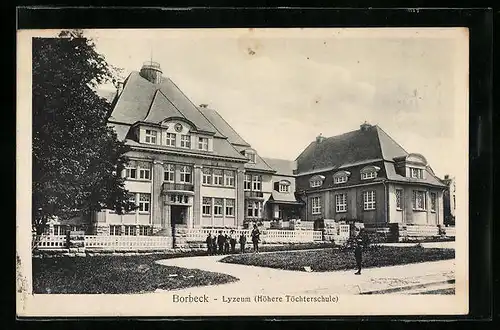 AK Borbeck, Lyzeum bzw. Höhere Töchterschule in der Strassenansicht