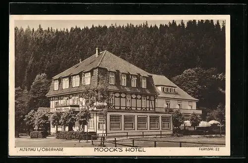 AK Altenau i. Oberharz, Blick zu Moock`s Hotel