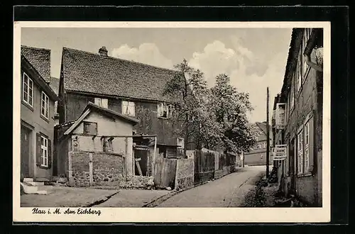 AK Plau i. M., Am Eichberg mit Strassenpartie