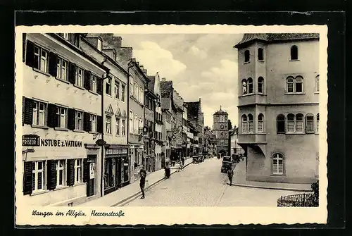 AK Wangen i. Allgäu, Herrenstrasse mit Autos und Passanten