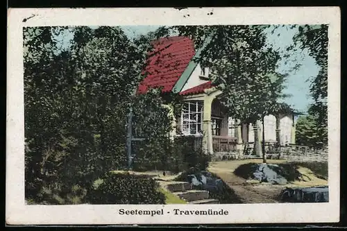 AK Travemünde, Cafe Seetempel mit Aussenbereich