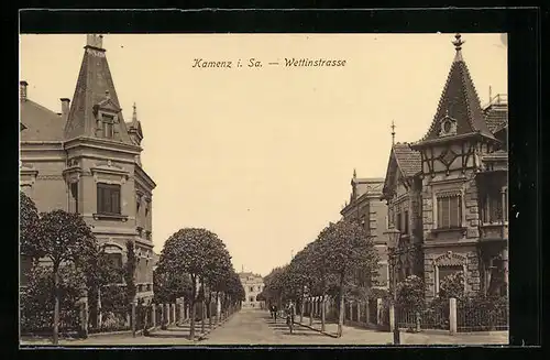 AK Kamenz i. Sa., Passanten in der Wettinstrasse