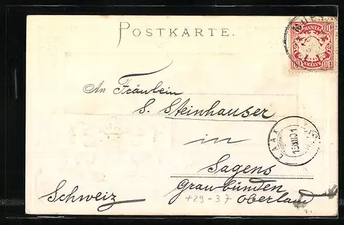 Passepartout-Lithographie München, Strassenpartie am Siegestor, Wappen