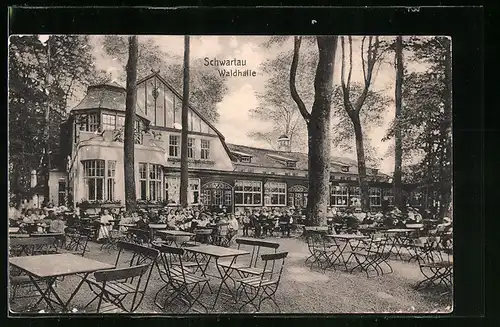 AK Schwartau, Gasthaus Waldhalle mit Garten