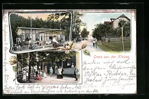 AK Klausa, Waldrestaurant mit Passanten